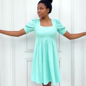 Vintage Mint Empire Waist Square Neck Dress